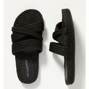 Anthropologie Kelsi Dagger Brooklyn Rope Slide Black Beach Sandals S-011 Sz 11